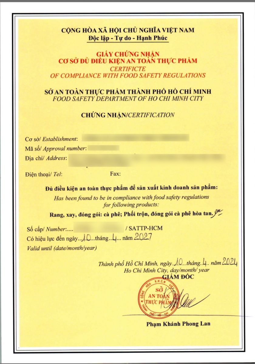 GIẤY AN TOÀN VỆ SINH THỰC PHẨM