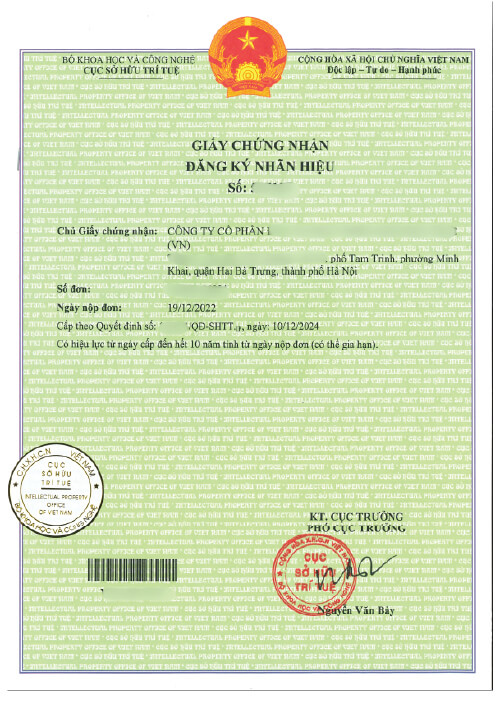 Giấy đăng ký nhãn hiệu luật mai vàng
