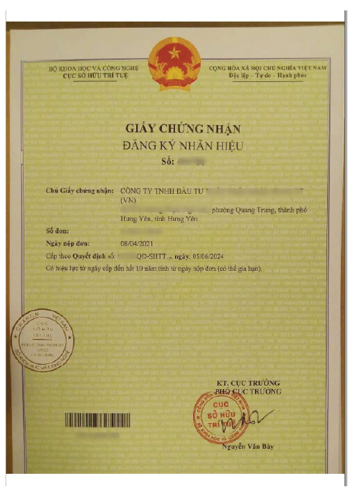 Giấy đăng ký nhãn hiệu luật mai vàng