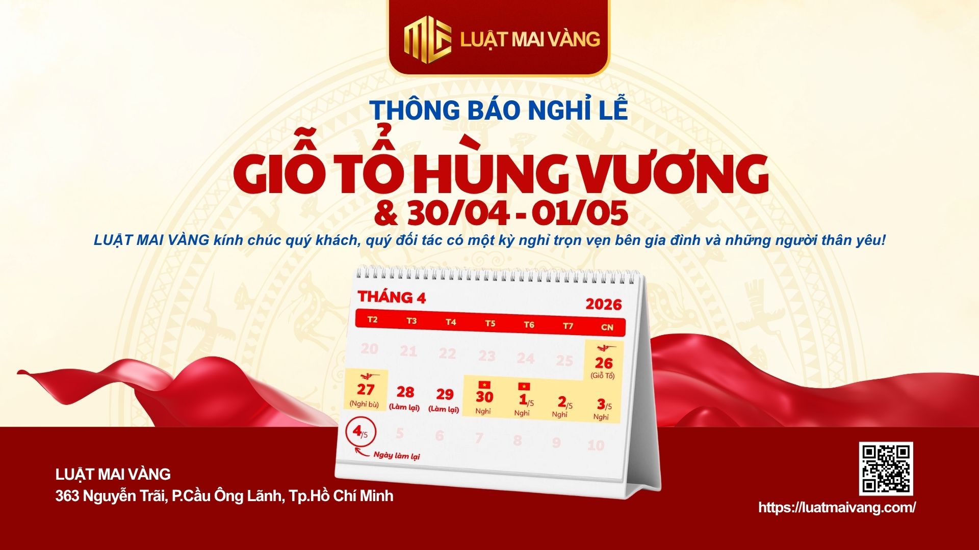 thong bao nghi le luat mai vang web