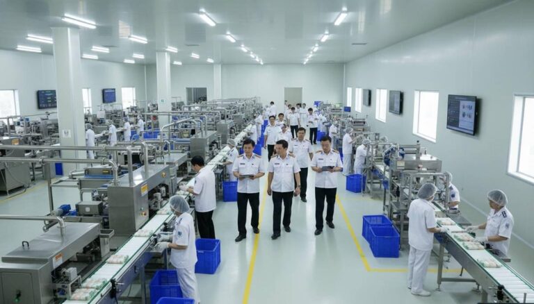 Chuyên gia pháp lý phân tích các Quy định An toàn Thực phẩm mới nhất năm 2026 tại một cơ sở sản xuất.