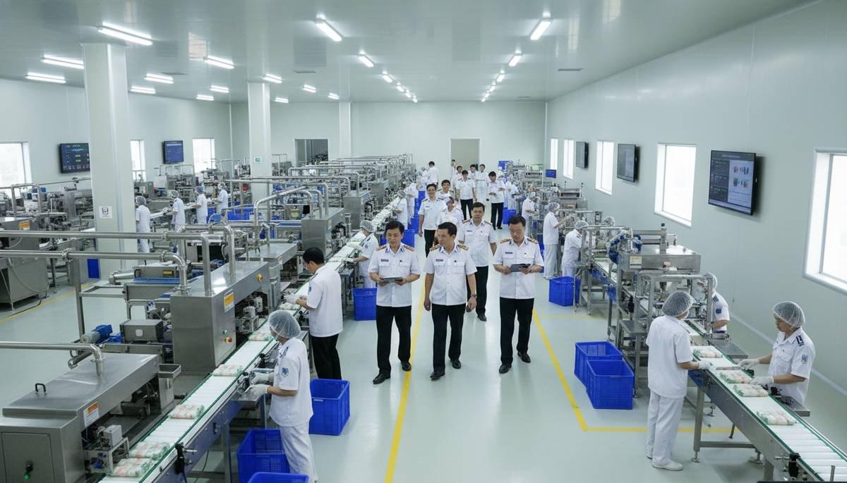 Chuyên gia pháp lý phân tích các Quy định An toàn Thực phẩm mới nhất năm 2026 tại một cơ sở sản xuất.
