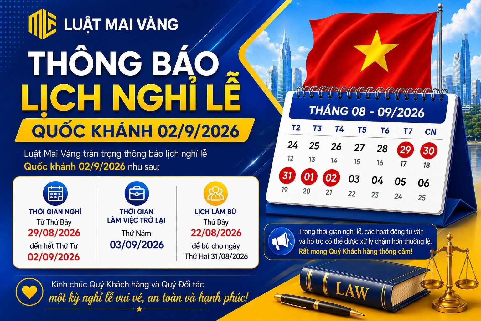 thông báo nghỉ lễ tháng
